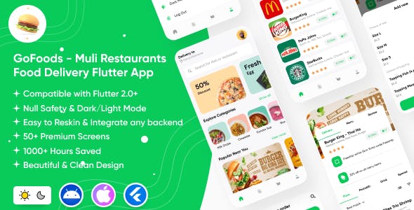 GoFoods - Multiple Restaurants Food Delivery App | Multi Delivery | Food Ordering | Flutter UI App