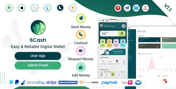 6Cash - Digital Wallet Mobile App with Laravel Admin Panel