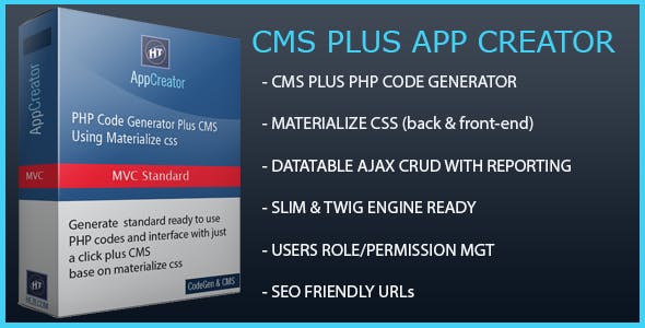 Hezecom CMS Plus PHP AppCreator with Materialized CSS