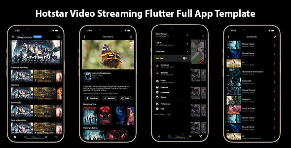 hotstar video playing full app template flutter / flutter hotter clone template