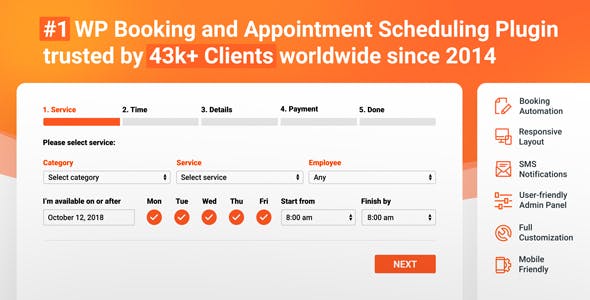 Bookly PRO – Appointment Booking and Scheduling Software System
