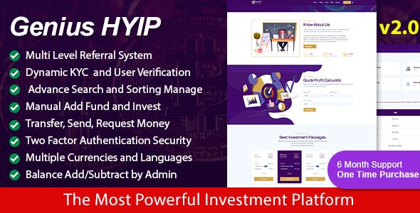 Genius HYIP - All in One Investment Platform