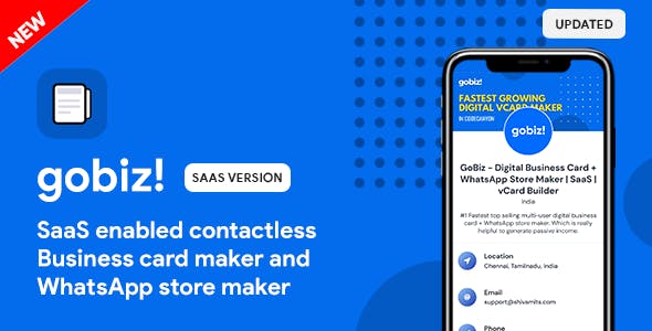 GoBiz - Digital Business Card + WhatsApp Store Maker | SaaS | vCard Builder