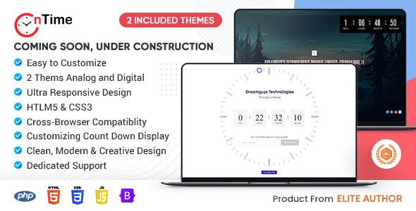 OnTime - Coming Soon /Under Construction / Time Counter PHP Script with Admin panel