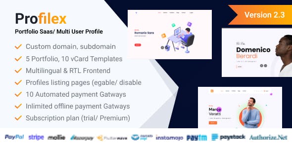Profilex - Portfolio Builder SAAS / Multi-User Profile (Multitenancy)