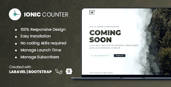 Ionic Counter - Laravel Coming Soon Page with Admin Panel